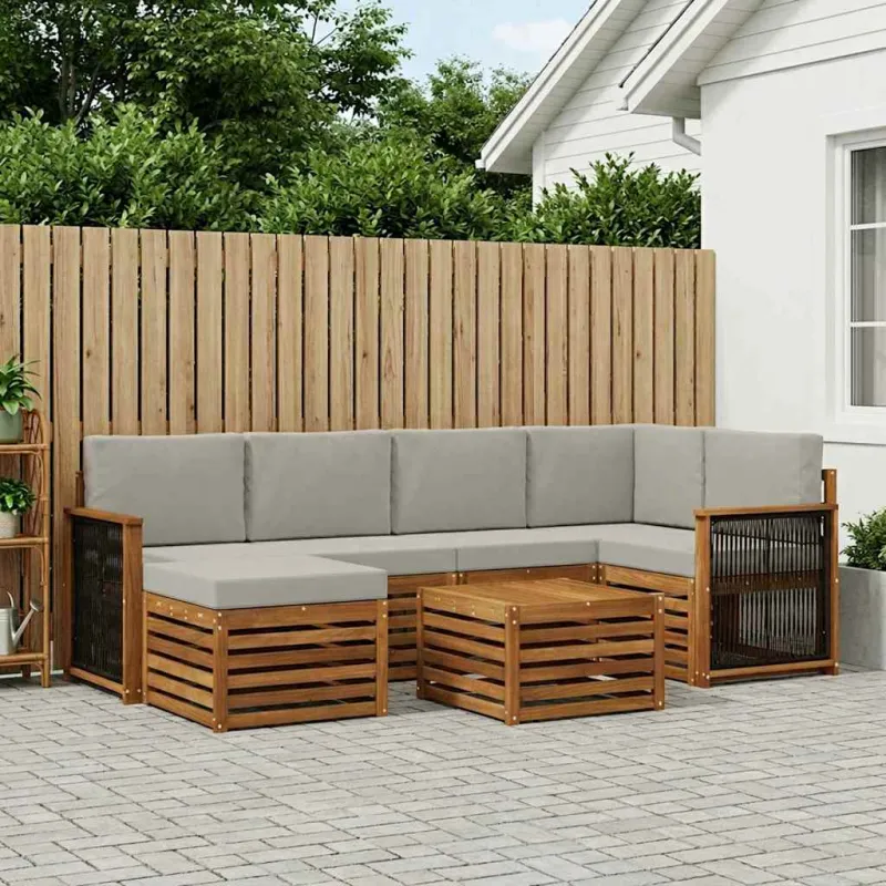 Sekcijos sofų komplektas 6 pcs Natūrali ir šviesiai pilka