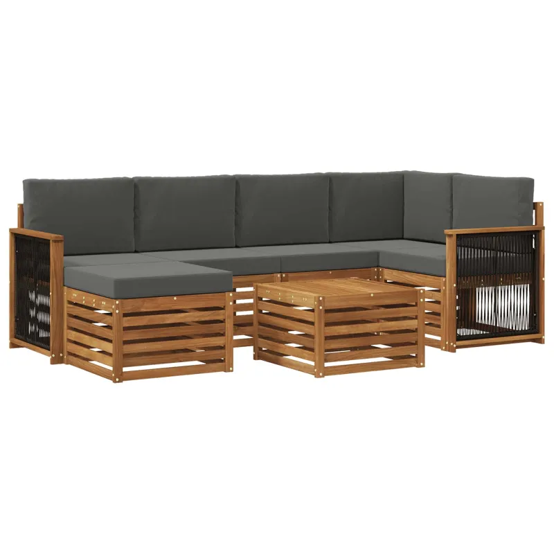 Sekcijos sofų komplektas 6 pcs Natūralus ir antracitas
