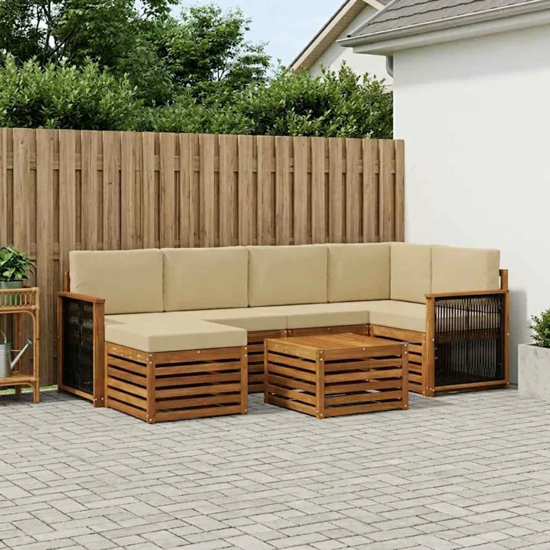 Sekcijos sofų komplektas su pagalve 6 pcs Natūrali
