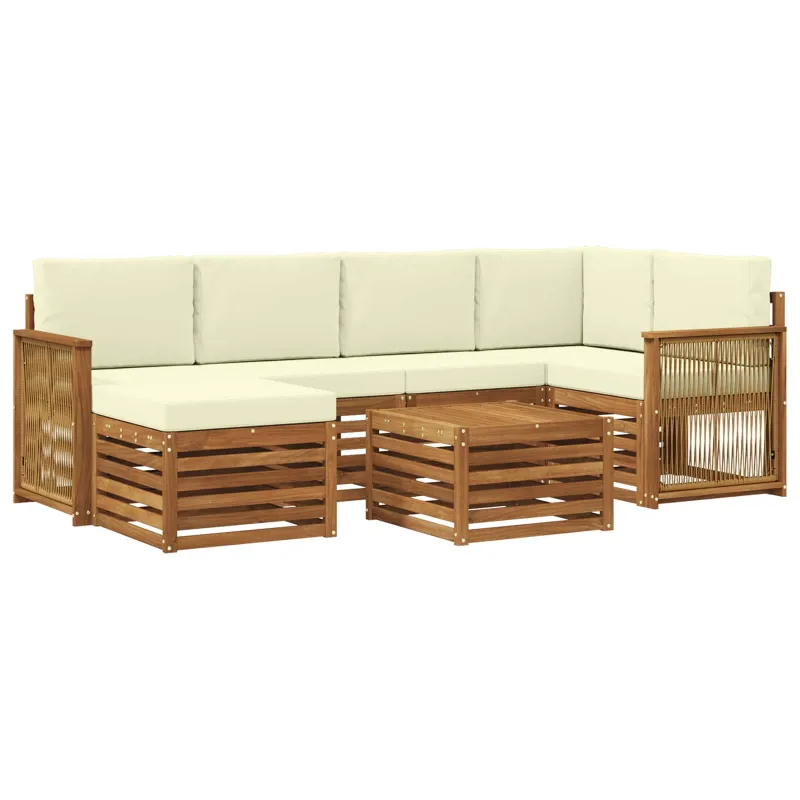 Sekcijos sofų komplektas 6 pcs Natūralus ir grietinėlė
