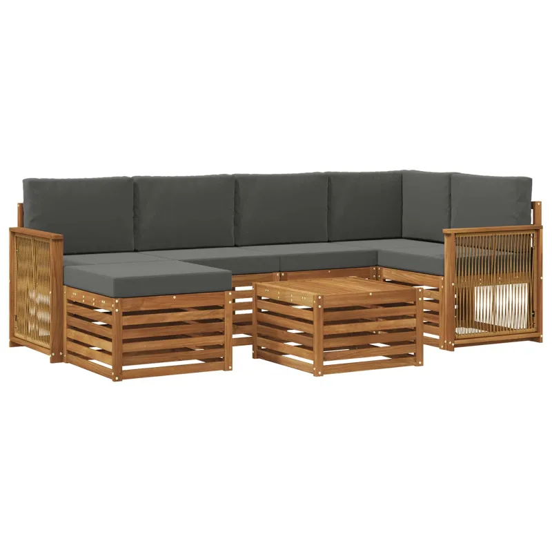 Sekcijos sofų komplektas 6 pcs Natūralus ir antracitas