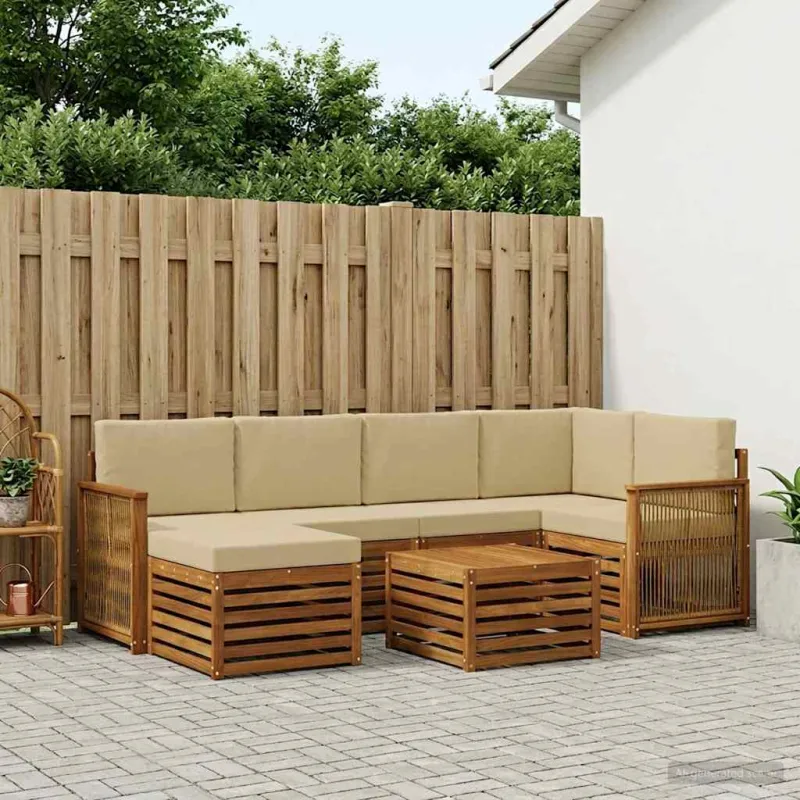 Sekcijos sofų komplektas su pagalve 6 pcs Natūrali