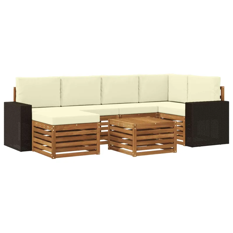 Sekcijos sofų komplektas 7 pcs Natūralus ir grietinėlė