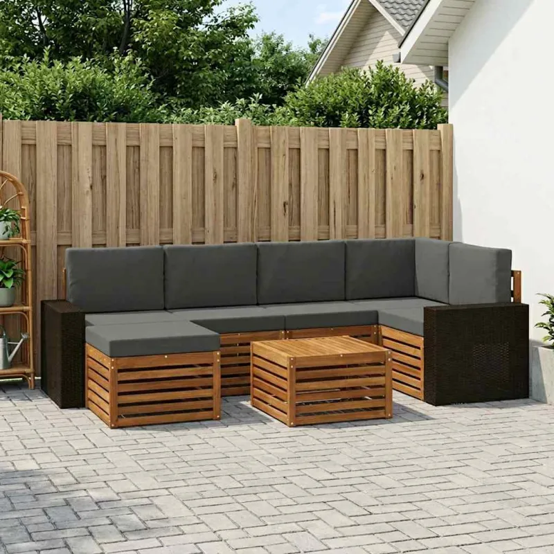 Sekcijos sofų komplektas 7 pcs Natūralus ir antracitas