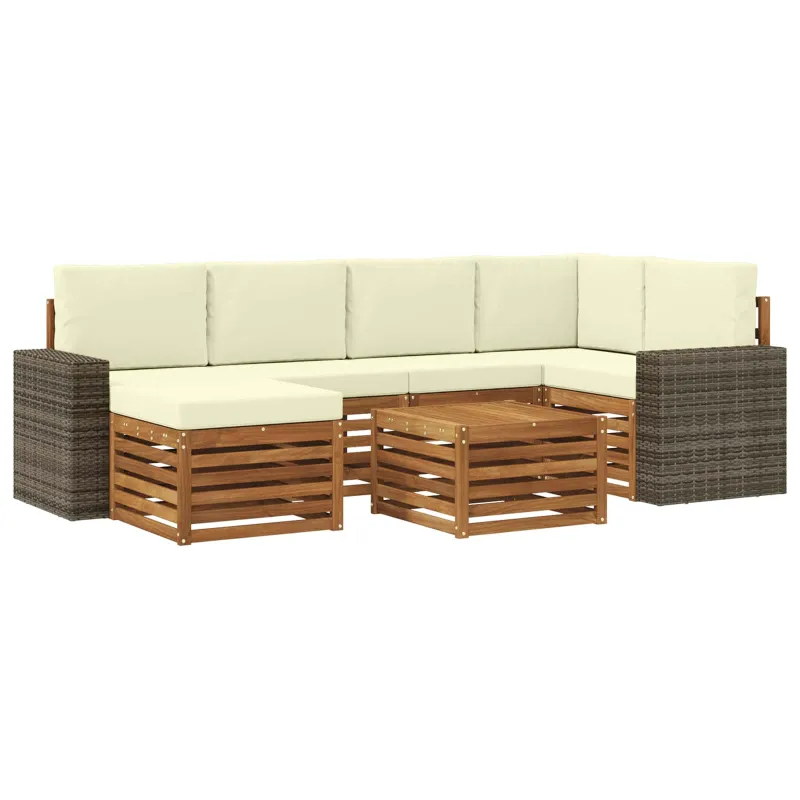 Sekcijos sofų komplektas 7 pcs Natūralus ir grietinėlė