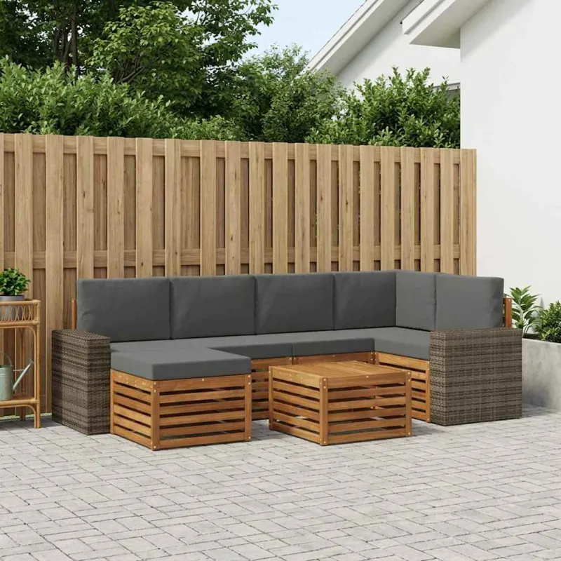 Sekcijos sofų komplektas 7 pcs Natūralus ir antracitas