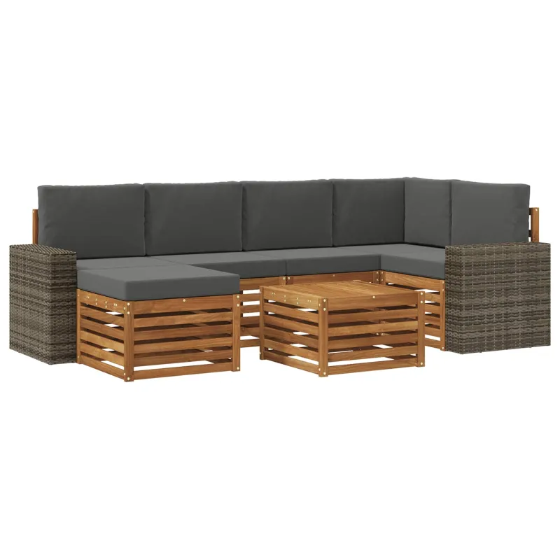 Sekcijos sofų komplektas 7 pcs Natūralus ir antracitas
