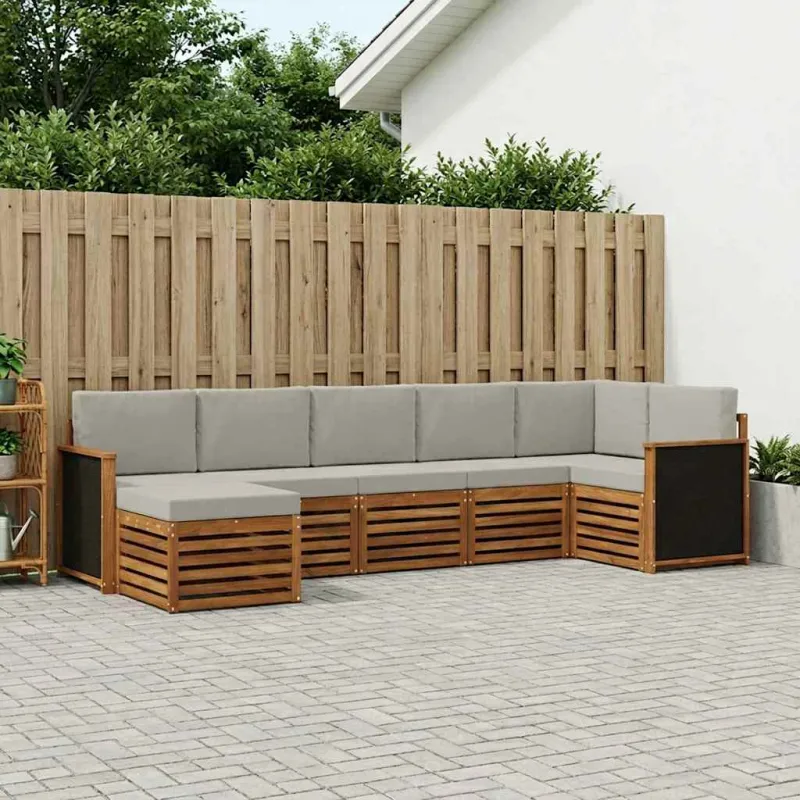 Sekcijos sofų komplektas 6 pcs Natūrali ir šviesiai pilka