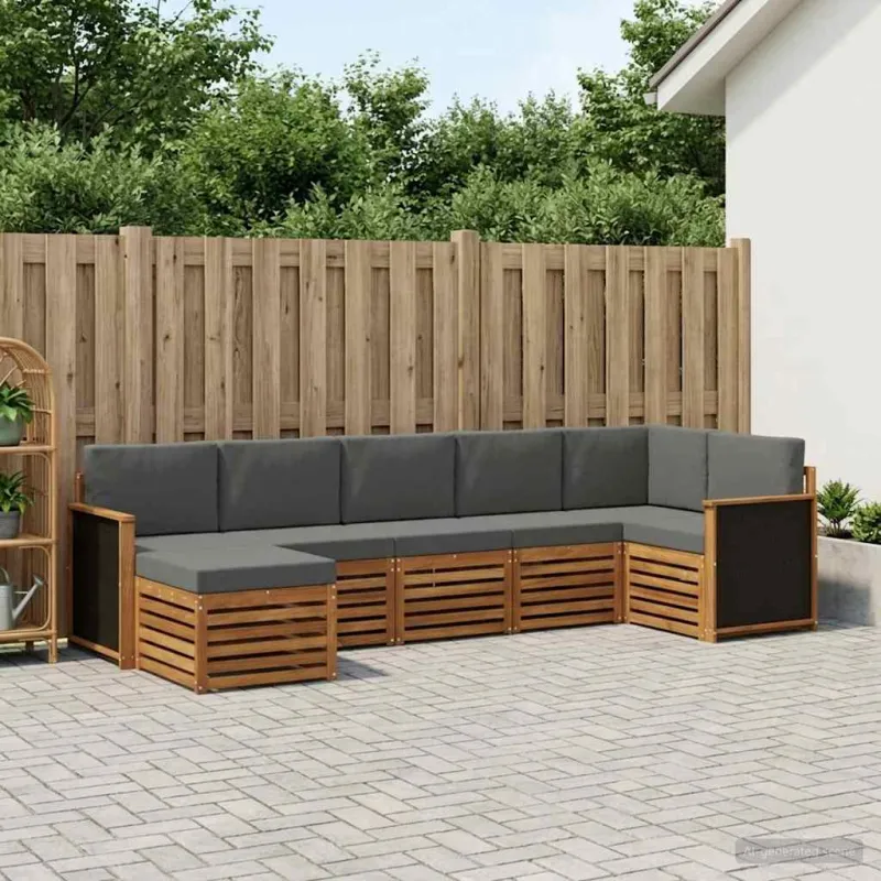 Sekcijos sofų komplektas 6 pcs Natūralus ir antracitas