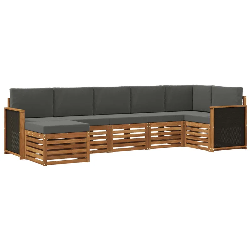 Sekcijos sofų komplektas 6 pcs Natūralus ir antracitas