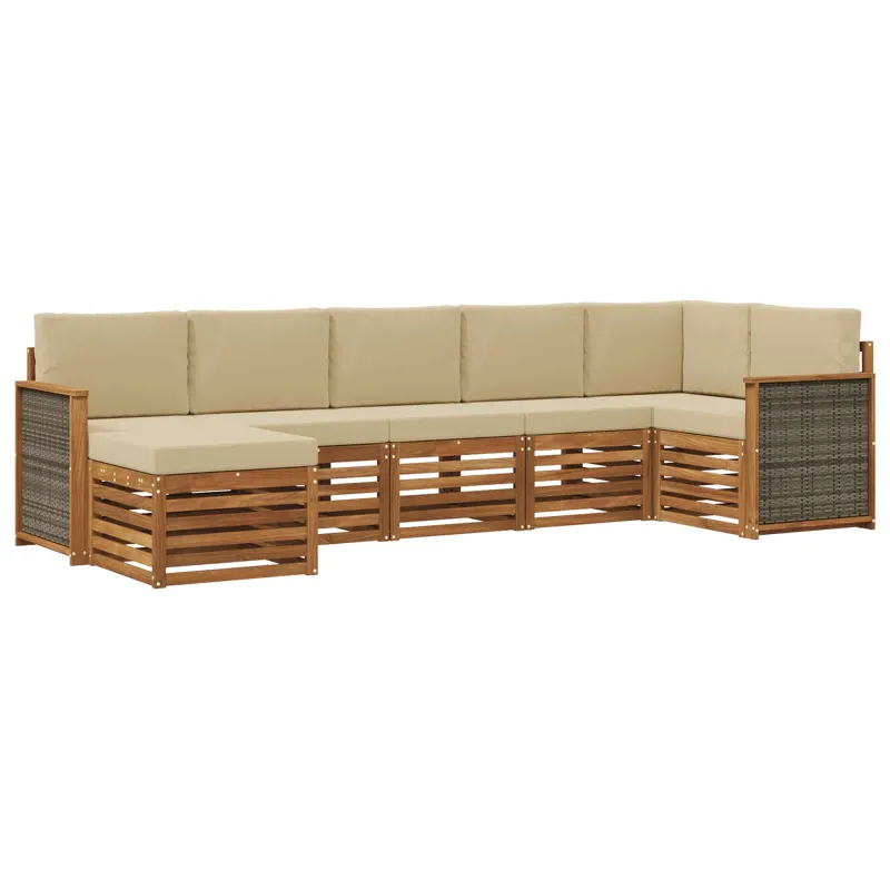 Sekcijos sofų komplektas su pagalve 6 pcs Natūrali
