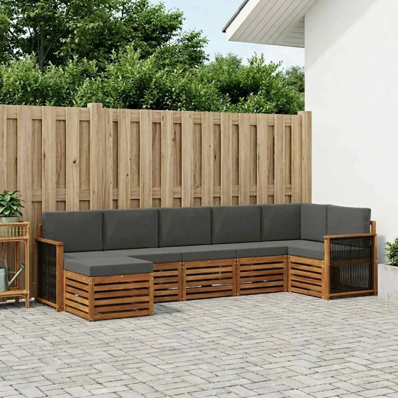 Sekcijos sofų komplektas 6 pcs Natūralus ir antracitas