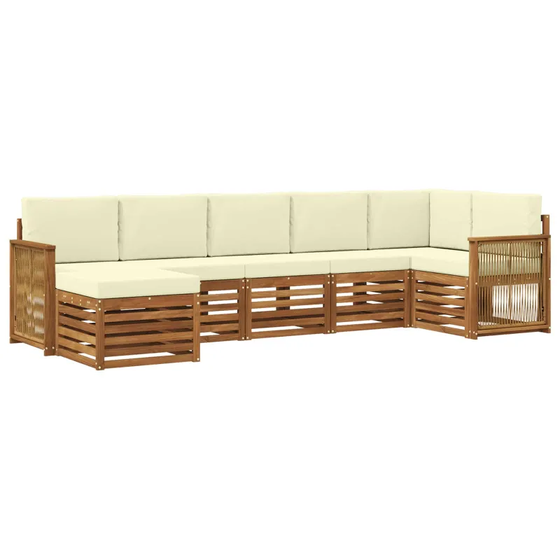 Sekcijos sofų komplektas 6 pcs Natūralus ir grietinėlė