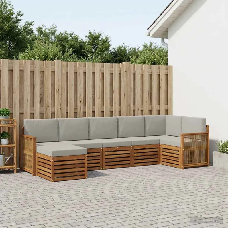 Sekcijos sofų komplektas 6 pcs Natūrali ir šviesiai pilka