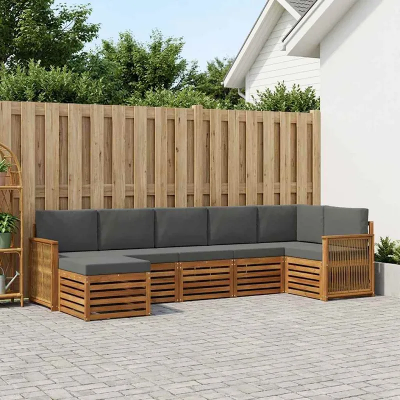 Sekcijos sofų komplektas 6 pcs Natūralus ir antracitas