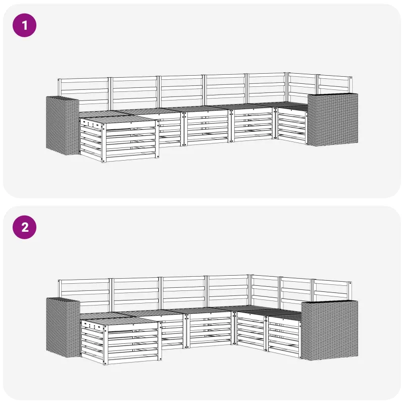 Sekcijos sofų komplektas 7 pcs Natūrali