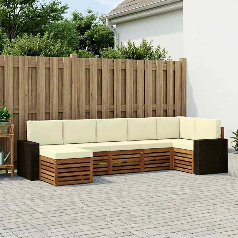 Sekcijos sofų komplektas 7 pcs Natūralus ir grietinėlė