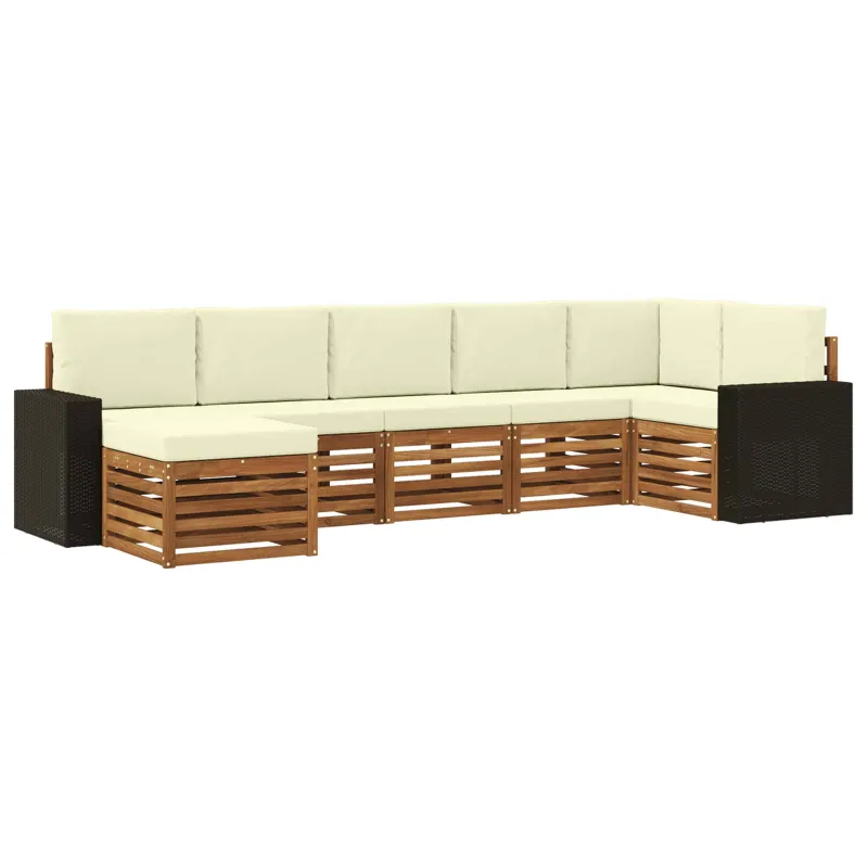 Sekcijos sofų komplektas 7 pcs Natūralus ir grietinėlė