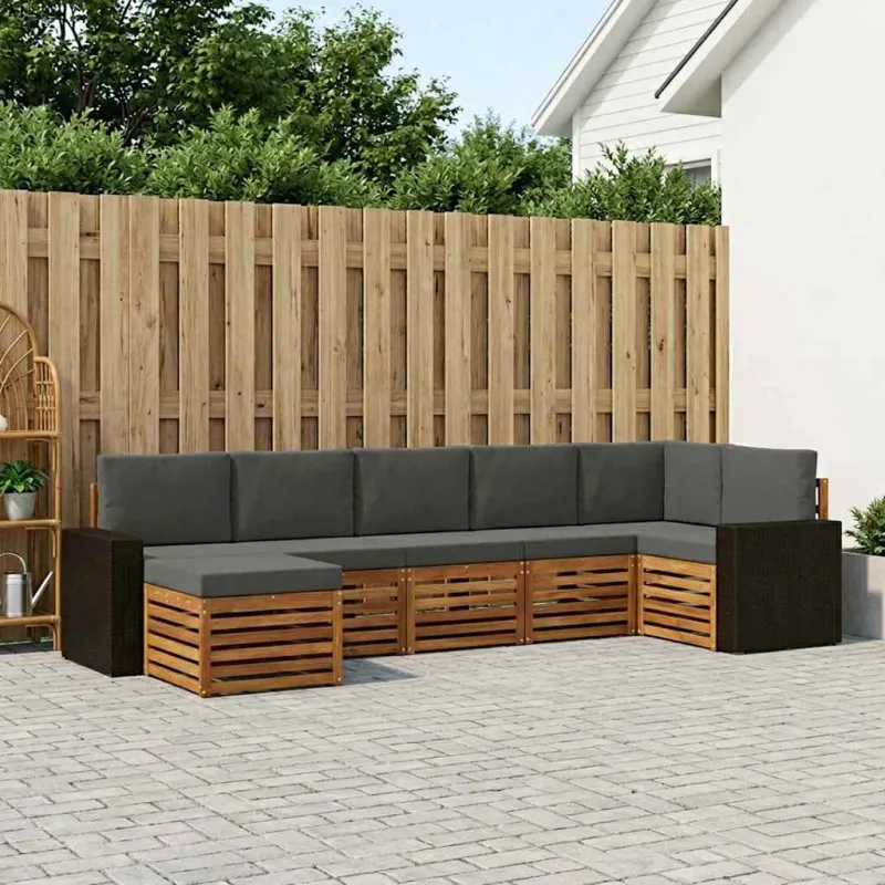 Sekcijos sofų komplektas 7 pcs Natūralus ir antracitas