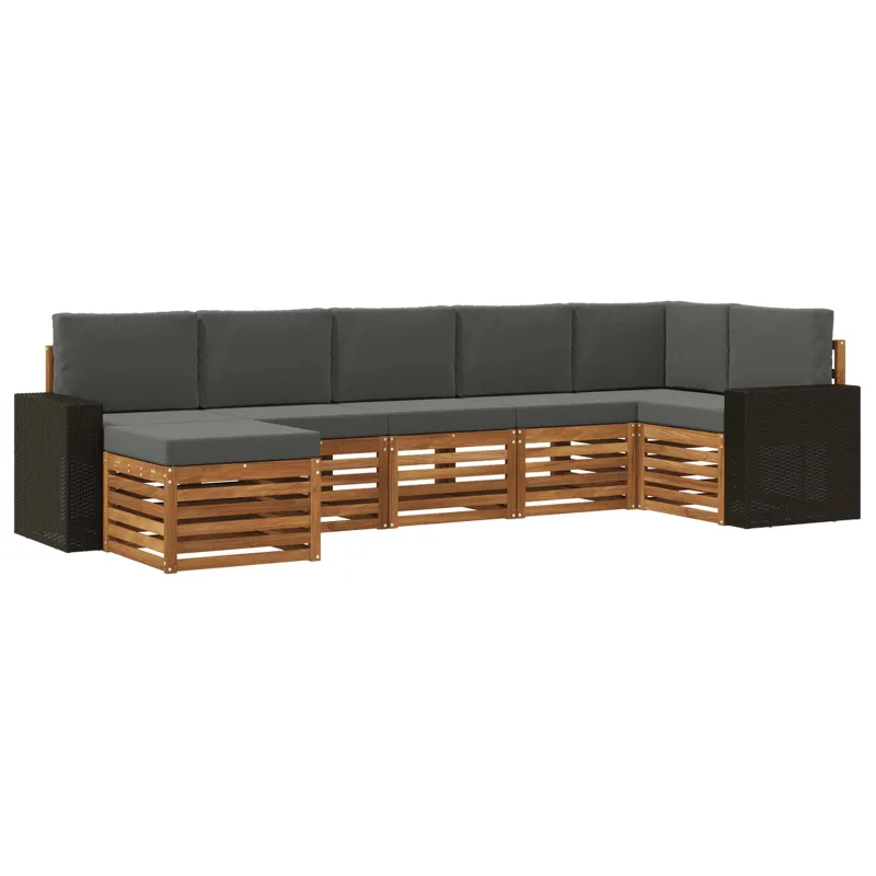Sekcijos sofų komplektas 7 pcs Natūralus ir antracitas