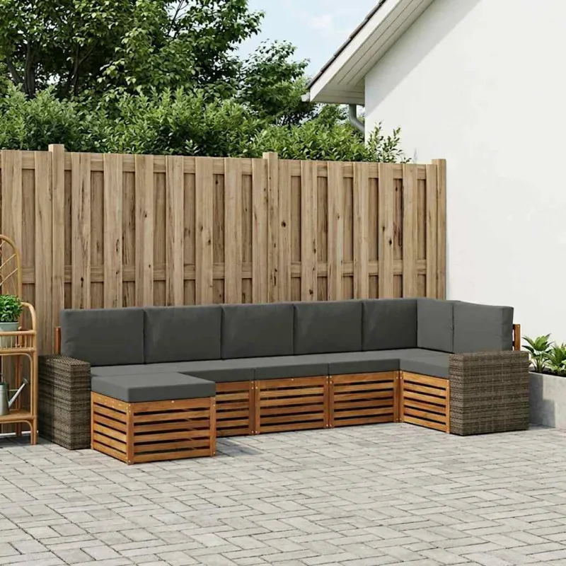Sekcijos sofų komplektas 7 pcs Natūralus ir antracitas