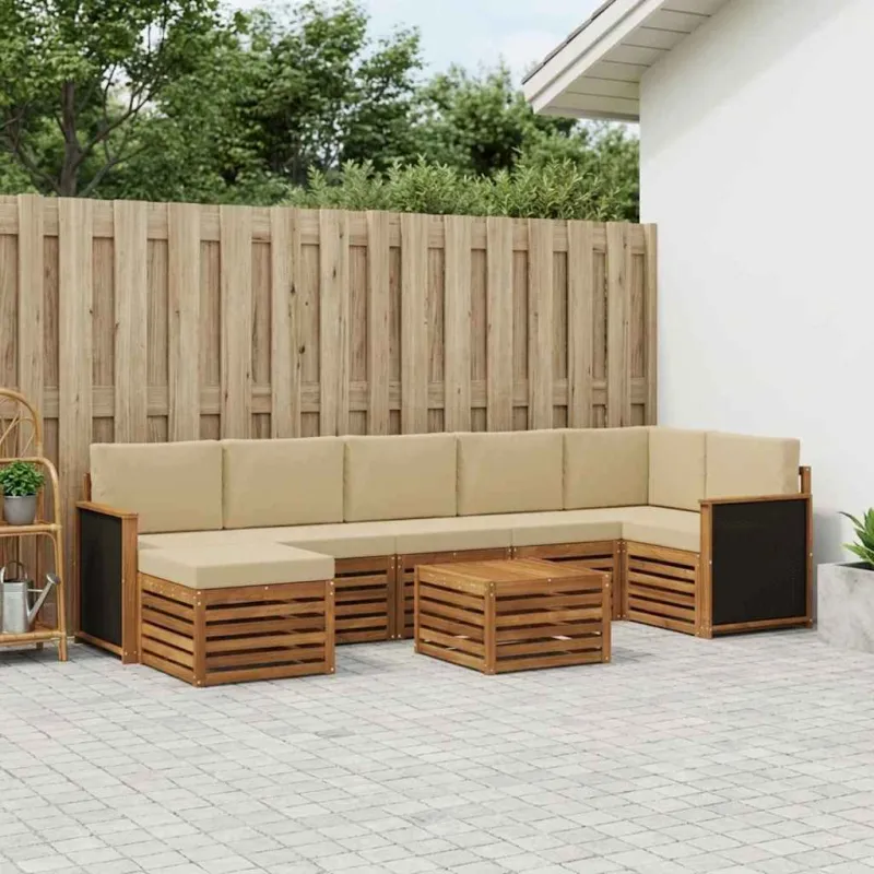 Lauko sofos komplektas su pagalve 7 pcs Natūrali