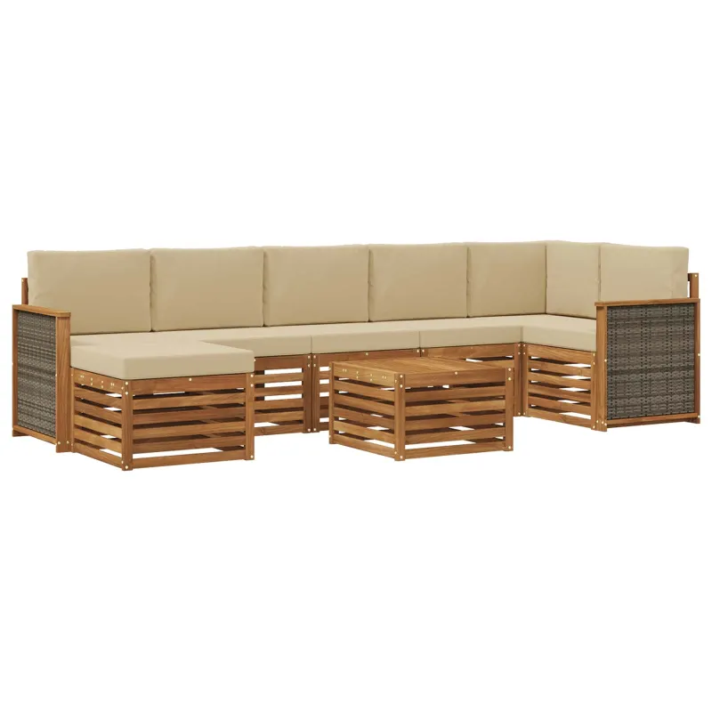 Lauko sofos komplektas su pagalve 7 pcs Natūrali