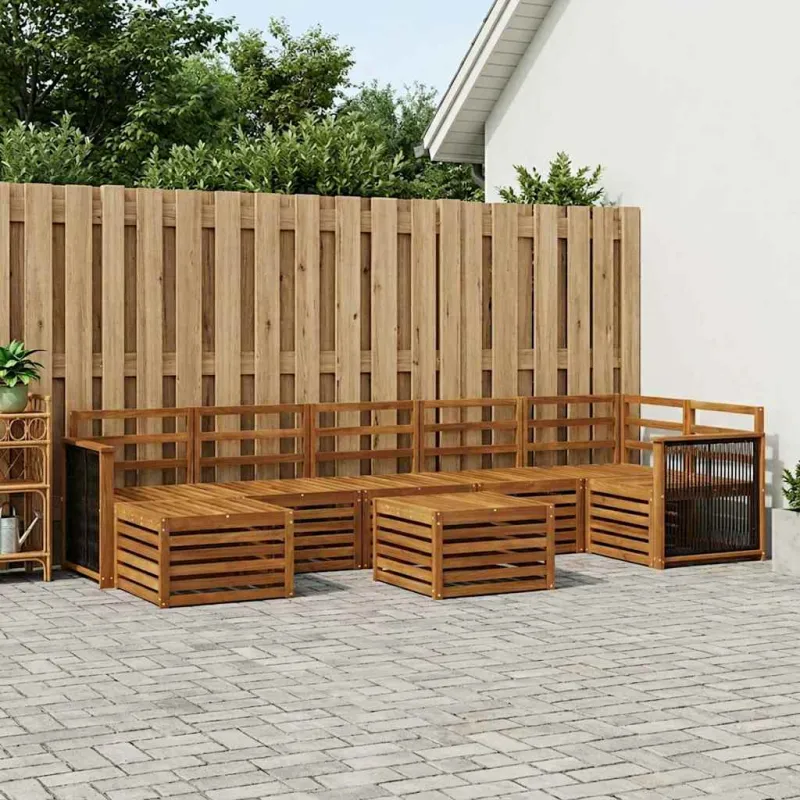 Lauko sofos komplektas 7 pcs Natūrali Kietos akacijos mediena