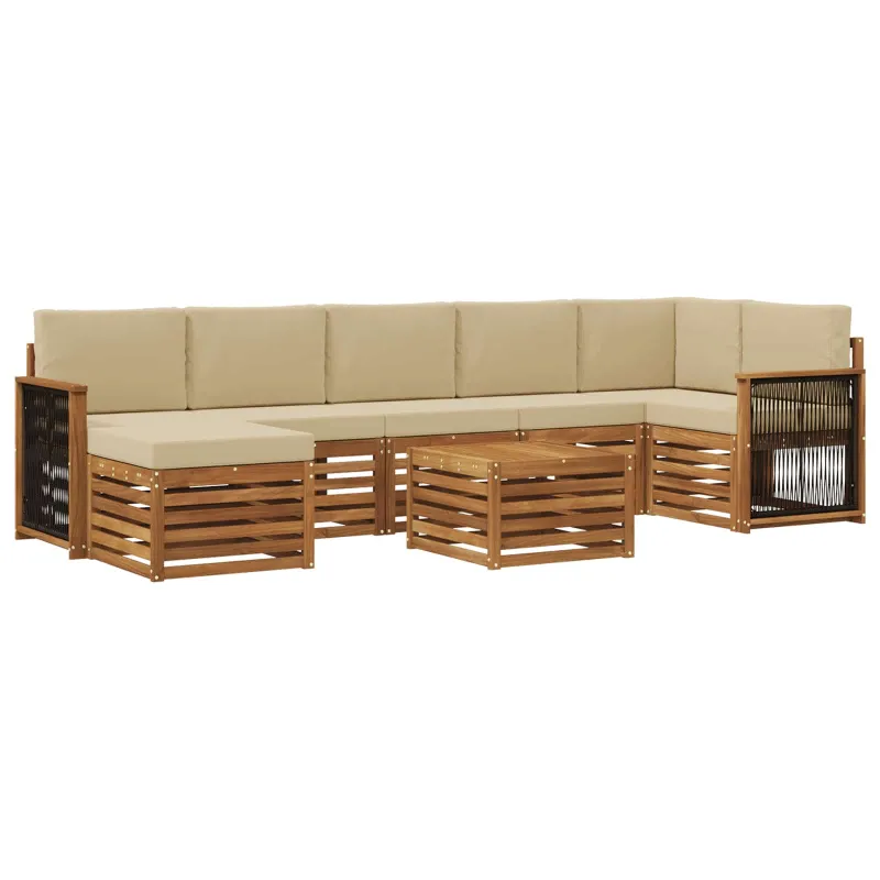 Lauko sofos komplektas su pagalve 7 pcs Natūrali