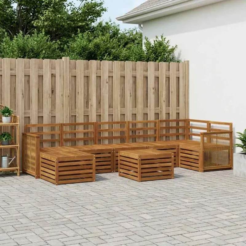 Lauko sofos komplektas 7 pcs Natūrali Kietos akacijos mediena