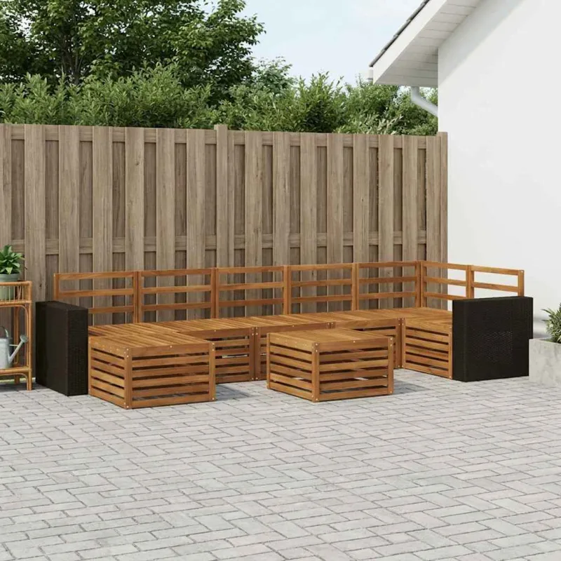 Lauko sofos komplektas 8 pcs Natūrali Kietos akacijos mediena
