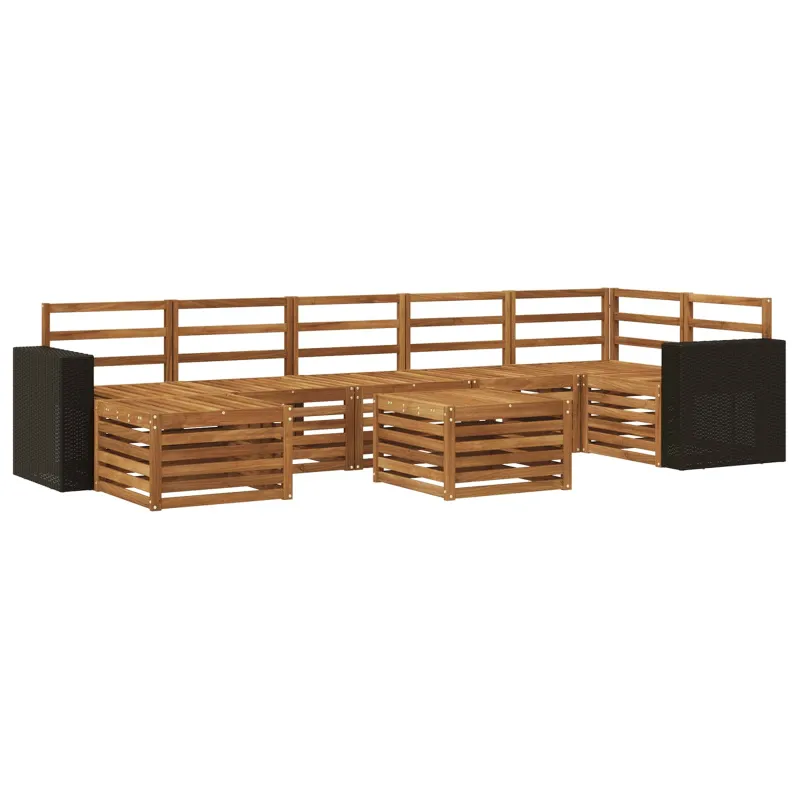 Lauko sofos komplektas 8 pcs Natūrali Kietos akacijos mediena