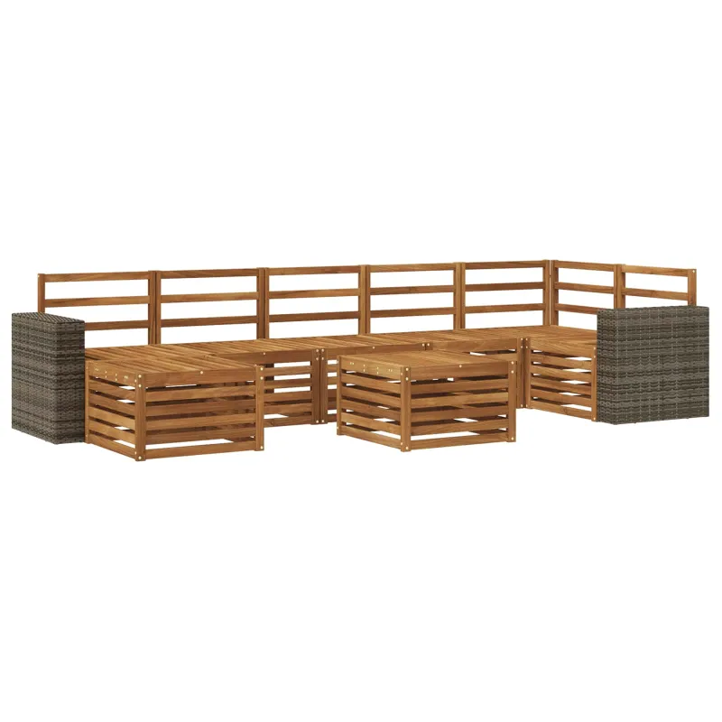 Lauko sofos komplektas 8 pcs Natūrali Kietos akacijos mediena
