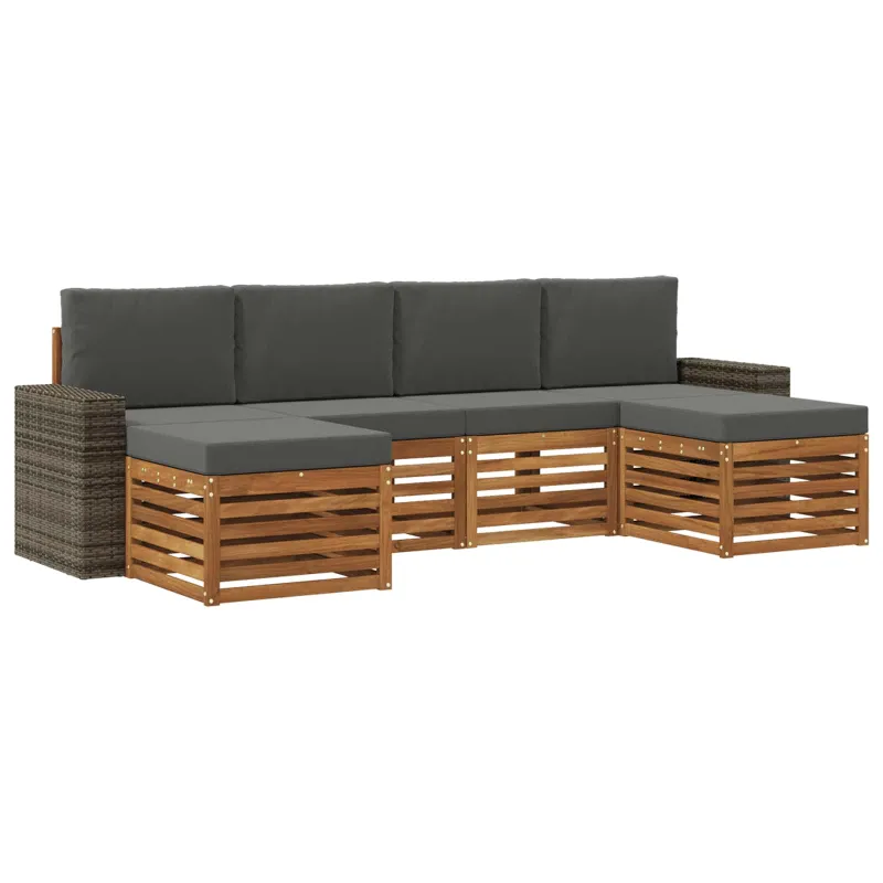 Sofų komplektai su pagalve 6 pcs Natūralus ir antracitas
