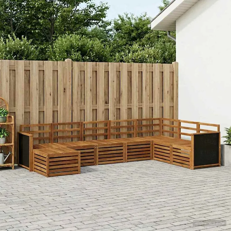 Lauko sofos komplektas 6 pcs Natūrali Kietos akacijos mediena
