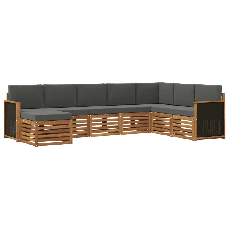 Lauko sofos komplektas su pagalve 6 pcs Natūralus ir antracitas