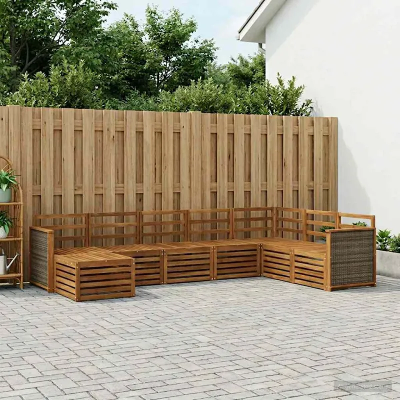 Lauko sofos komplektas 6 pcs Natūrali Kietos akacijos mediena