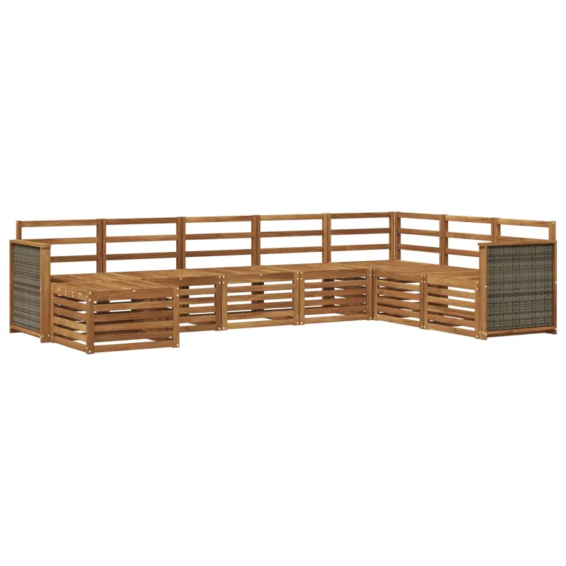 Lauko sofos komplektas 6 pcs Natūrali Kietos akacijos mediena