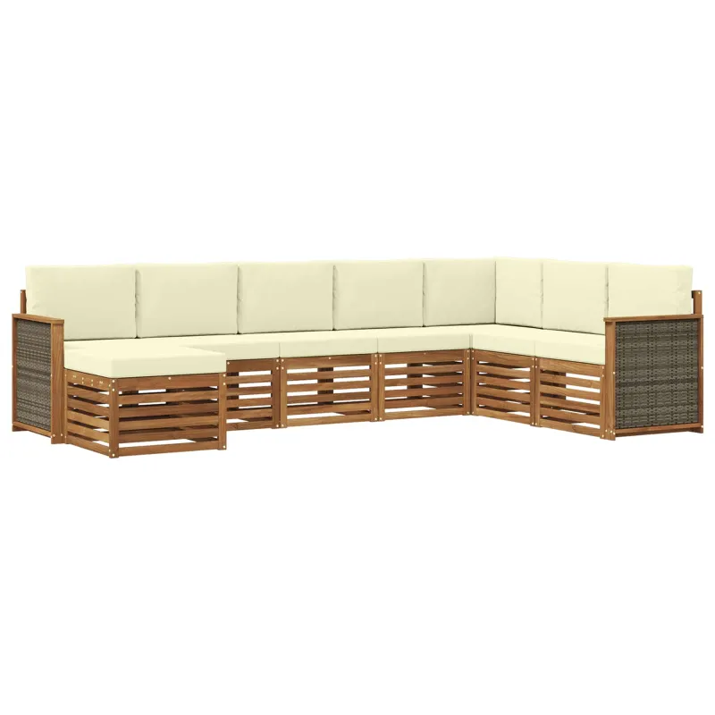 Lauko sofos komplektas su pagalve 6 pcs Natūralus ir grietinėlė