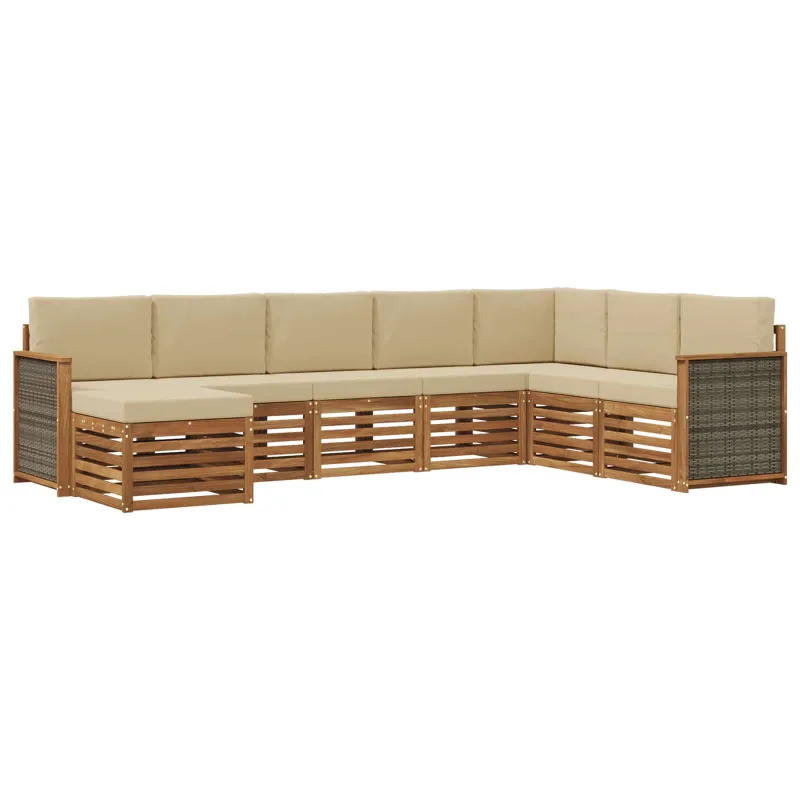Lauko sofos komplektas su pagalve 6 pcs Natūrali