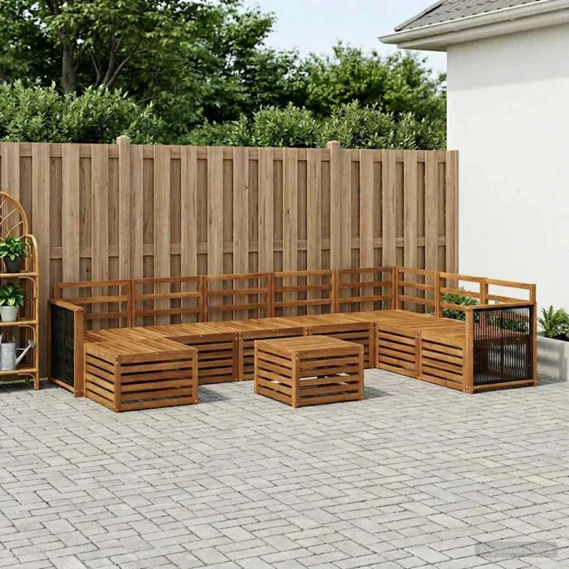 Lauko sofos komplektas 6 pcs Natūrali Kietos akacijos mediena