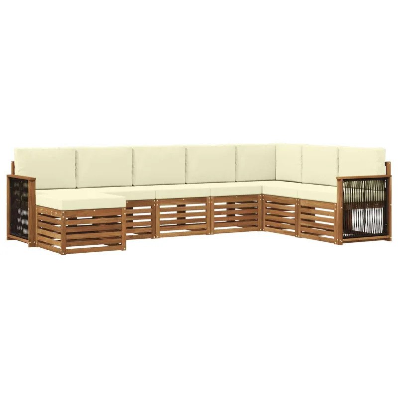 Lauko sofos komplektas su pagalve 6 pcs Natūralus ir grietinėlė