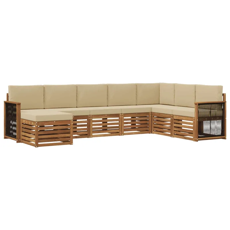 Lauko sofos komplektas su pagalve 6 pcs Natūrali
