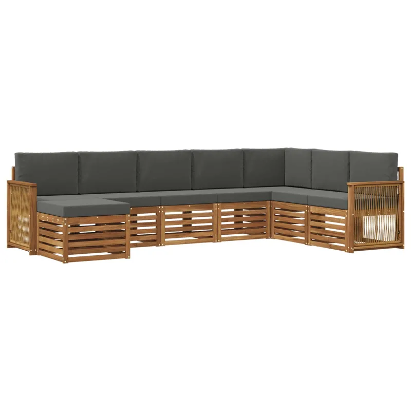 Lauko sofos komplektas su pagalve 6 pcs Natūralus ir antracitas