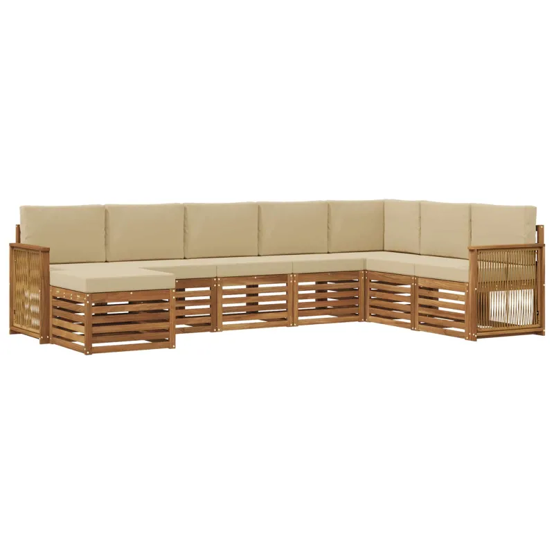 Lauko sofos komplektas su pagalve 6 pcs Natūrali