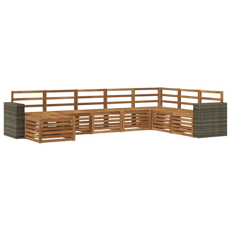 Lauko sofos komplektas 8 pcs Natūrali Kietos akacijos mediena