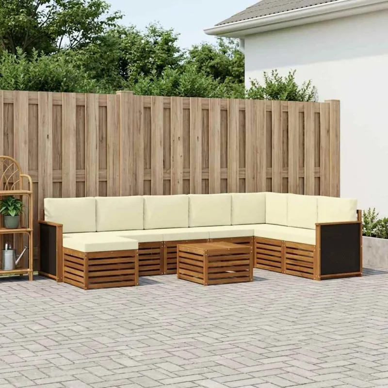 Lauko sofos komplektas su pagalve 7 pcs Natūralus ir grietinėlė