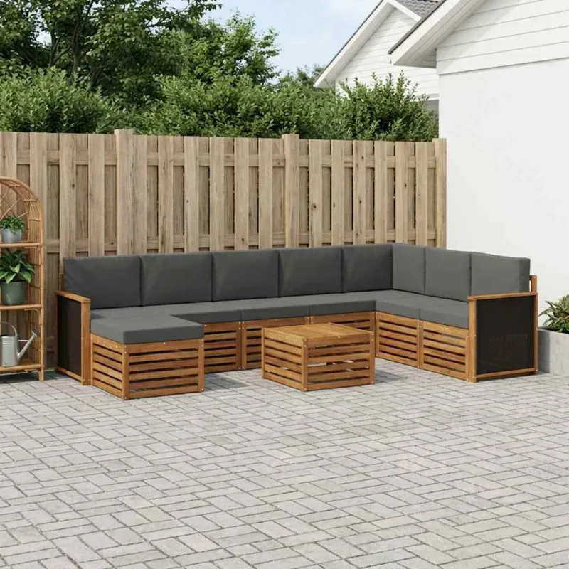 Lauko sofos komplektas su pagalve 7 pcs Natūralus ir antracitas