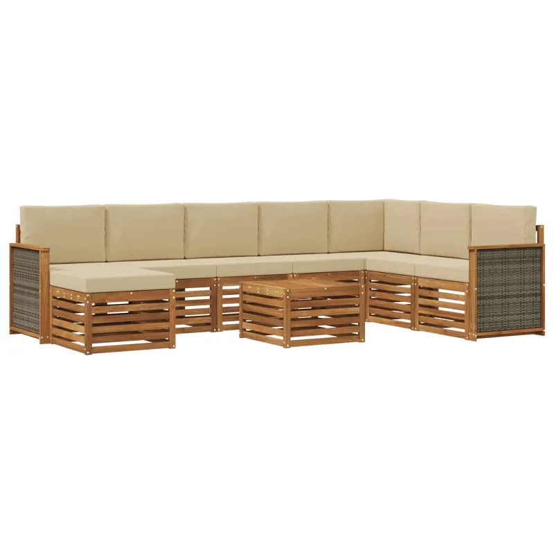 Lauko sofos komplektas su pagalve 7 pcs Natūrali