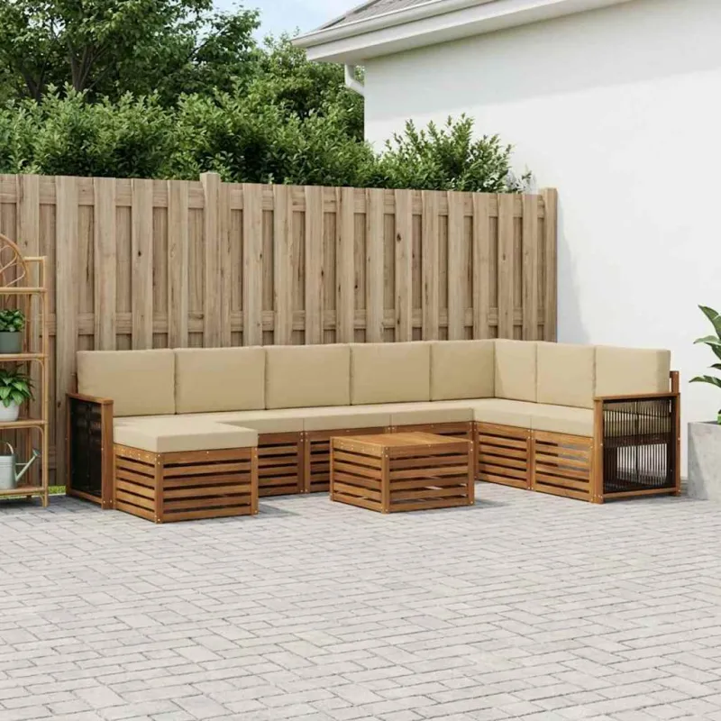 Lauko sofos komplektas su pagalve 7 pcs Natūrali